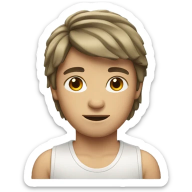 brunette boy with mullet sticker