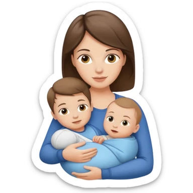 Light brunette fit mom with baby boy sticker
