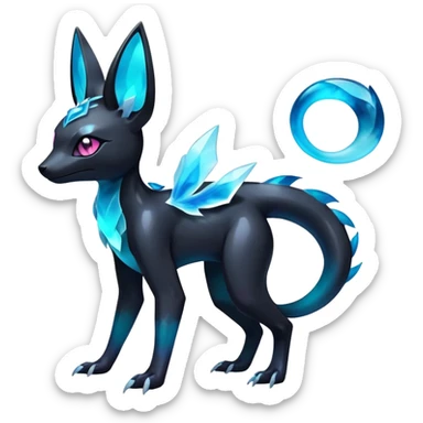 Colorful Dark Shiny Ethereal Exotic Salandit-Aurorus-Glaceon-Umbreon-Fakémon-hybrid-creature (full body)  sticker