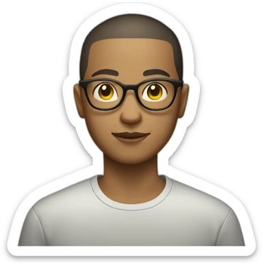 Teenager with a buzz cut and round glasses sticker