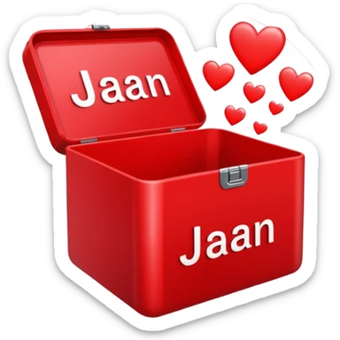 JAAN in bold letters in a red box with hearts  sticker