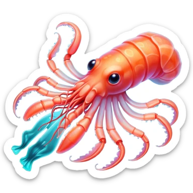 Neon glowing jelly-prawn-squid  sticker