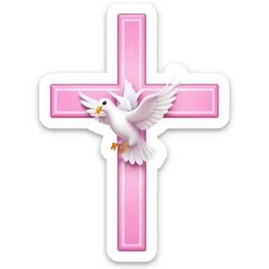 Pink and white simple holy cross with a dove  sticker