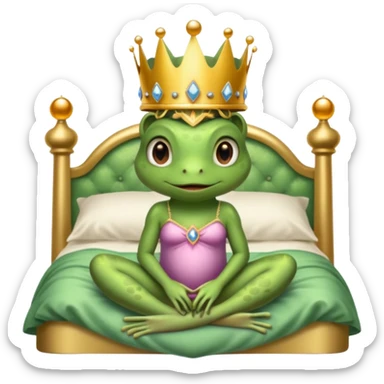 frog princess sitting on bed sticker