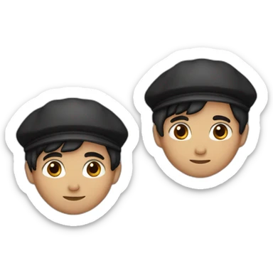 boy with black hair, brown eyes, beard, basque beret sticker