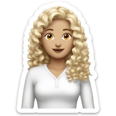 Curly blonde girl in skii clothes sticker