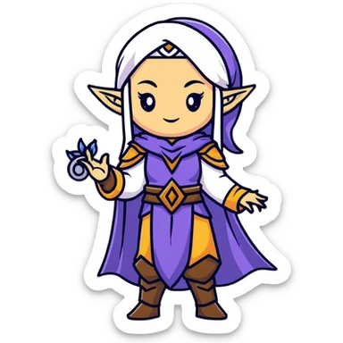 Lineage 2 female characters with Human mystic, Elven ranger, female Dwarf artisan, and Dark Elf sorceress sticker