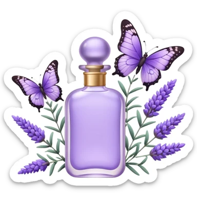 Lavender perfume with lavender flowers, and butterfly, pastel aesthetic, pastelcore sticker
