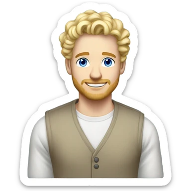 full body light curl blonde 30yo man blue eyed pale skin sticker