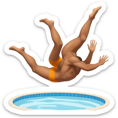un hombre tirandose a una piscina sticker