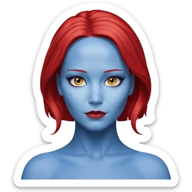 jennifer lawrence x-men mystique red sleek back hair yellow eye  sticker