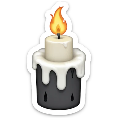 Minimalist emoji-style sticker of a candle with a broken or melted top and rising black smoke. No flame. Matte style. sticker
