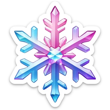 Gradient iridescent Pastel rainbow Pink violet blue white crystal star snowflake  sticker