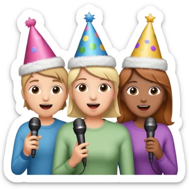 3 amigas en un karaoke cantando sticker