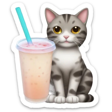 Cat drinking bubble tea sticker