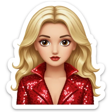 Perrie Edwards from Little Mix with long blonde hair, red sequin outfit sticker