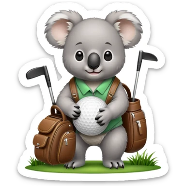 Koala with a golf bag sticker