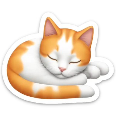 Cat sleeping white orange with long ears sticker