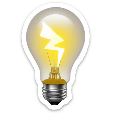 a bulb with a lightning bolt sticker