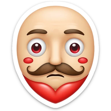 Sad heart with a mustache sticker