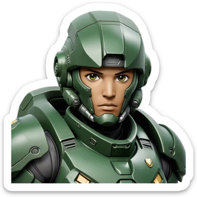 Cinematic Realistic StarCraft Terran Marine Portrait, depicted with rugged determination and futuristic military precision. Clad in advanced, intricately detailed tactical armor in consistent dark green and grey hues, his steely eyes and determined features exude unwavering resolve. Rendered with lifelike texture and dynamic, high-contrast lighting, high shine, noble and disciplined, capturing the essence of a legendary Terran Marine poised for interstellar battle. sticker