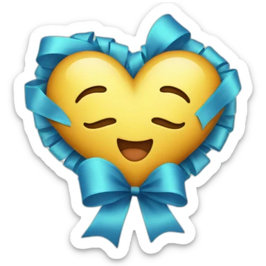 heart with blue ribbon bow sticker