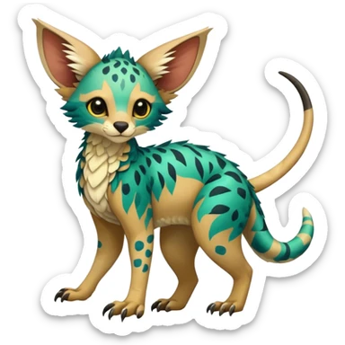 Feral Rare Fantasy vibrant tropical Vernid-Trico-species by LiLaiRa, random markings, tufted ears, full body sticker