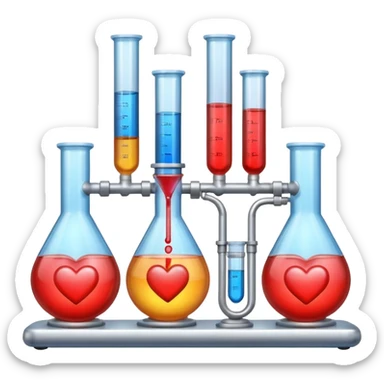 Heart emoji with things of laboratory  sticker