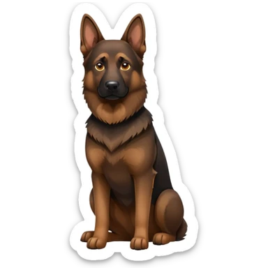 Dark brown face German Shepherd sitting sticker