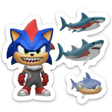 sonic with shark teeth sticker