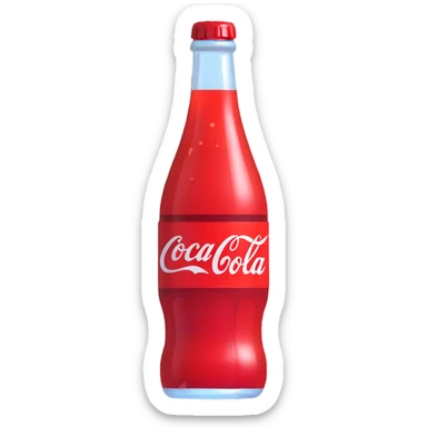 glass bottle of Coca Cola with fizzy bubbles sticker