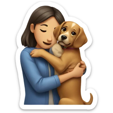 a dog huging a girl dog sticker