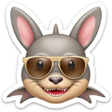 Bad Bunny fused with a shark emoji sticker