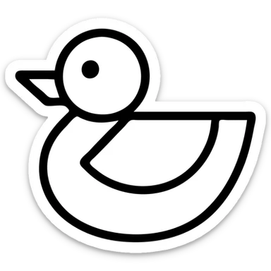 geometric duck icon, basic shapes, clear lines, stylized features, modern icon style sticker