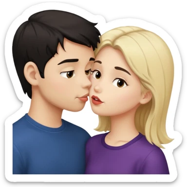 ragazzo moro che bacia una ragazza bionda scura sticker
