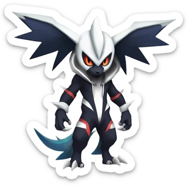 Cool Dark Edgy Absol-Noivern-Quilava-Litten-Pokémon with edgy stripes hoodie spiked collar punk Full Body sticker