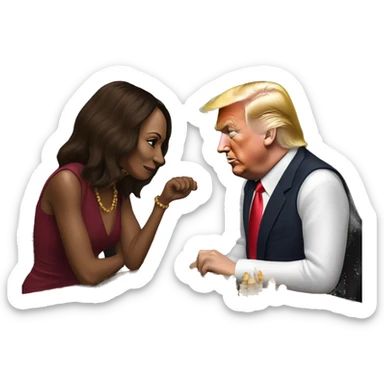 Trump and Kamala playing chess sticker