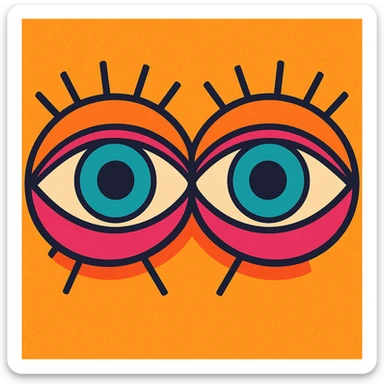 anatomically correct human eyes touching each other in vibrant toon style sticker