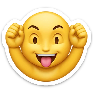 emoji with tongue out and 2 hands across it’s throat sticker