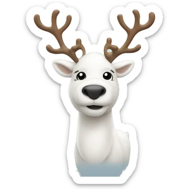 white reindeer for christmas sticker