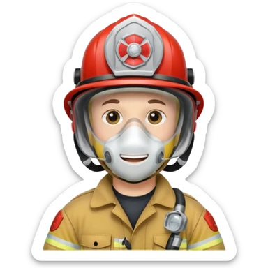 Firefighter with white respiratory protection sticker