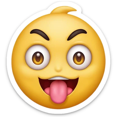 Emoji face with tongue out and crazy eyes sticker