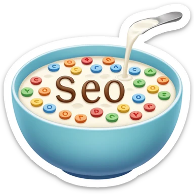 milk with letter cereals inside spelling SEO sticker