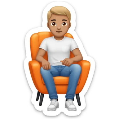 A man who sits on two orange chairs sticker