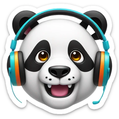 colorful panda face wearing headset sticker