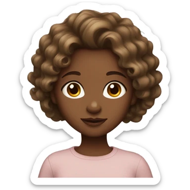 A brown skin girl with wavy hair and hazel eyes sticker