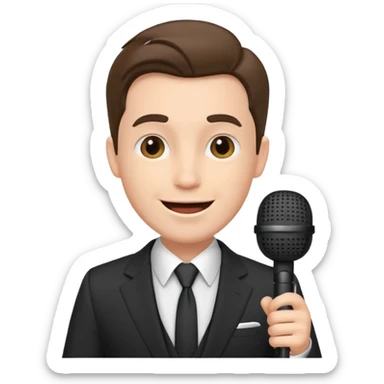 happy man speaks into the microphone sticker