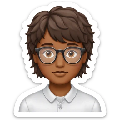 zumhi cabelo ondulado com franja lisa himecut e óculos quadrado sticker