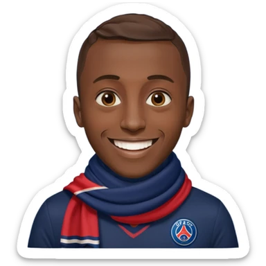 Matuidi with a big smile wearing PSG scarf sticker