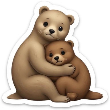 small seal hugging a brown bear sticker
